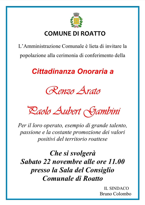 Conferimento cittadinanza onoraria